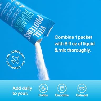 Vital Proteins Collagen Peptides Powder Supplement, Hydrolyzed Collagen Peptides Travel Pack, 20 Individual Packets - Image 4