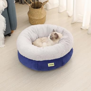 JMHUND Cat Bed for Indoor Cats,Round Cat Bed for Small Pets,Washable Pet Bed with Non-Skid Bottom,Pet Bed for Puppy and Kitty,19 Inches,Navy - Image 8
