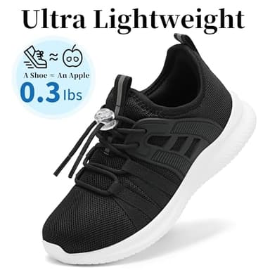 TOTOMONA Running Shoes for Girls Boys Toddler Sneakers Non Slip Breathable Kids Tennis Shoes Comfortable Black Size Big Kids 4 - Image 3