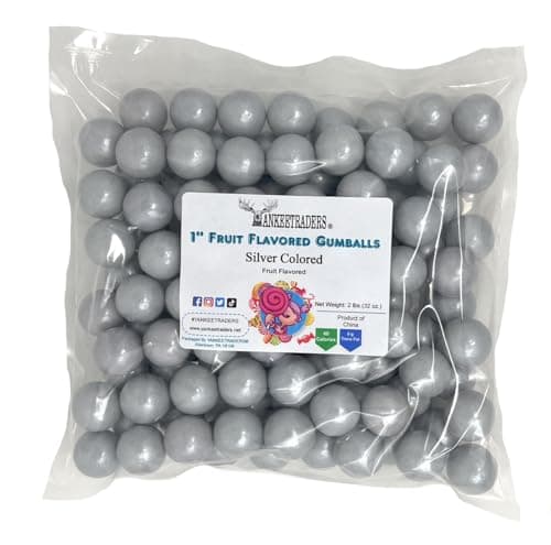 YANKEETRADERS Silver Fruit Flavored Gumballs 1", 2 Pounds Bulk - Image 1