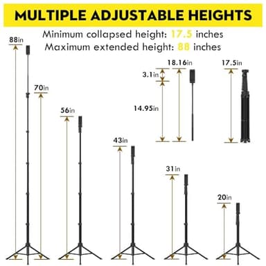 Aureday 88’’ Flexible Phone Tripod with 14.95’’ Gooseneck, Remote and Phone Holder, Overhead Cell Phone Stand＆Selfie Stick for Video Recording, Compatible with iPhone Android Phone, Camera - Image 2