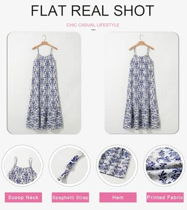 Dokotoo Summer Dresses for Women 2025 Scoop Neck Boho Dress Spaghetti Strap Sleeveless Beach Dress Ruffle A Line Maxi Dress Beach Vacation Essentials Small Sky Blue - Image 5