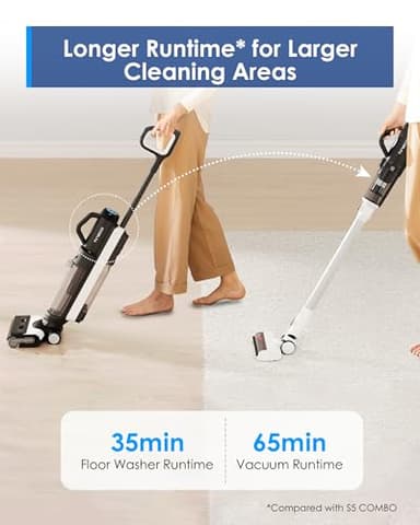 Tineco Floor ONE Switch S6 Cordless Wet Dry Vacuum Cleaner, Smart Floor Cleaner Mop, 5-in-1 Multi-Function Stick Vacuum FlashDry Self-Cleaning Dual-Edge Cleaning, Whole-House Cleaning - Image 3