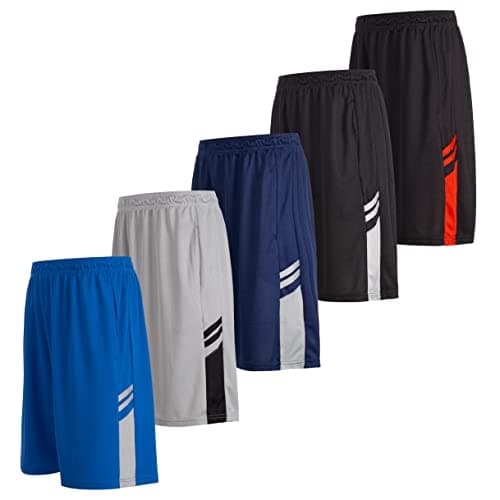 5 Pack: Men's Dry-Fit Sweat Resistant Active Athletic Performance Shorts - Image 1