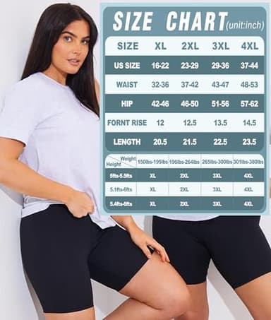 NEW YOUNG 3 Pack Plus Size Biker Shorts with Pockets for Women-High Waisted 8" Yoga Pants Workout Shorts - Image 6
