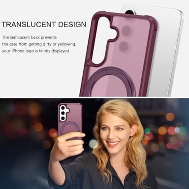 BENTOBEN for Samsung Galaxy S24 Plus Magnetic Case & Galaxy S25 Plus Phone Case, [Compatible with MagSafe] Rotatable Kickstand Ring Holder Design Shockproof Bumper Women Men Protective Cover, Wine Red - Image 2