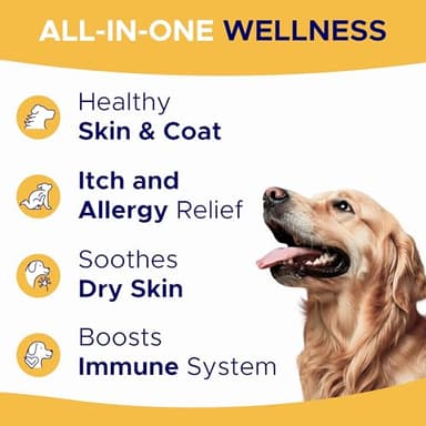 Omega 3 Fish Oil for Dogs (180 Ct) - Skin & Coat Chews - Dry & Itchy Skin Relief + Allergy Support - Shiny Coats - EPA&DHA Fatty Acids - Natural Salmon Oil Chews Promotes Heart, Hip & Joint Support - Image 2