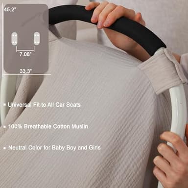 100% Muslin Cotton Car Seat Cover Baby, Carseat Canopy Cover, Universal Fit Stroller Covers for Boys and Girls (Summer Wheat) - Image 5