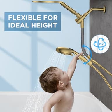 Dual Handheld Shower Head Combo, 2-in-1 Rain Shower Heads System 8 Inch Rainfall Shower Head and 10 Modes High Pressure Hand Held Showerhead with Built-in Power Wash - Image 3
