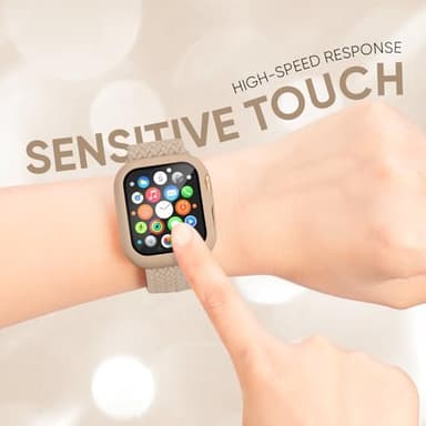 Braided Stretchy Band Compatible for Apple Watch Band and Case 40mm 41mm 42mm 44mm 45mm 46mm, Nylon Elastic Solo Loop and Protective Cover with Screen Protector for iWatch Series 11 10 9 8 7 SE 6 5 4 - Image 5