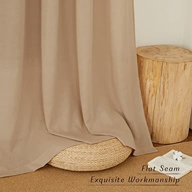 NICETOWN Linen Flax Semi Sheer Curtains 92" Length, Grommet Window Treatments Privacy Added with Light Penetration Vertical Drapes for Loft/Home Office, Camel, W55 x L92, 2 Panels - Image 7
