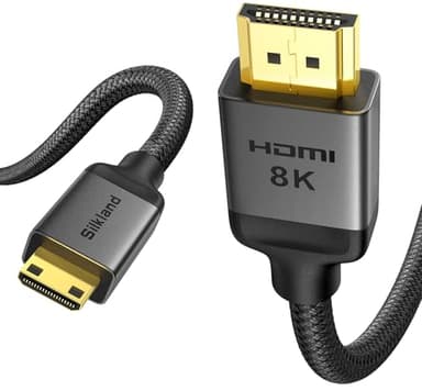 Silkland 8K 4K Mini HDMI to HDMI Cable 6.6FT, Mini HDMI 2.1 Cord [8K 60Hz, 4K@240Hz 144Hz 120Hz, Upgrade Braided] 48Gbps, Compatible with Camera, Camcorder, Laptop, Tablet, Monitor, Raspberry Pi Zero - Image 1