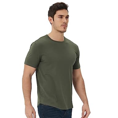 netdraw Men's Ultra-Soft Bamboo Viscose T-Shirt, Curved Hem Lightweight Cooling Cotton Blend Casual Tee, Black/Olive/Navy, X-Large - Image 2