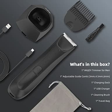 INVJOY Manscape Body & Pubic Hair Trimmer for Men w/Light - No Nick, No Cut, Balls Trimmer - No Razor Burn Groin, Body Groomer Shaver, IPX7 Waterproof Electric Razor w/Recharge Dock, Gift for Men Dad - Image 7