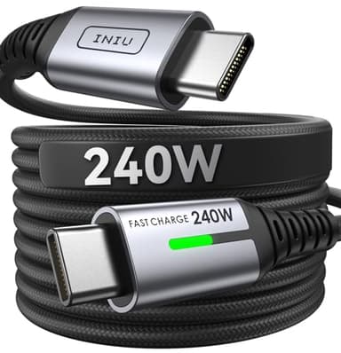 INIU USB C to USB C Cable, 240W Fast Charging [6.6ft, 2-Pack] Type C Charger Cord, Braided USBC Phone Charger Cable for iPhone 17 16 15 Pro Max Samsung S25 S24 Laptops MacBook iPad Air Switch etc. - Image 9