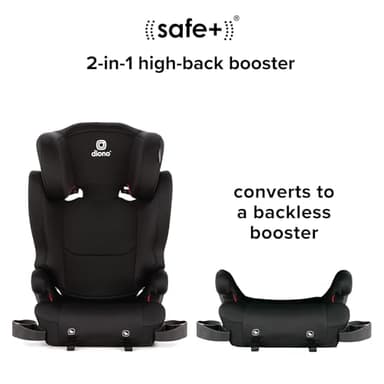Diono Cambria 2 XL, Dual Latch Connectors, 2-in-1 Belt Positioning Booster Seat, High-Back to Backless Booster, Space and Room to Grow, 7 Headrest Positions, 8 Years 1 Booster Seat, Black - Image 9
