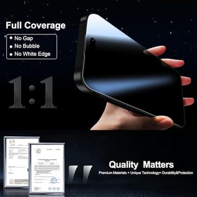 QsmQam for iPhone 16 Pro Max Screen Protector + Camera Lens Protector, [Military Grade Shatterproof], Ultra Top 9H+ Tempered Glass, Full Coverage Screen, with Automatic Dust Removal [2+2 Pack] - Image 3