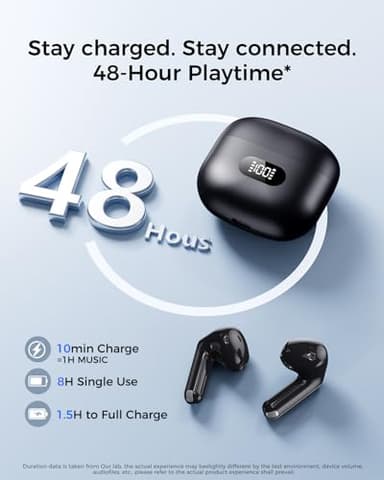 Wireless Earbuds,Bluetooth in Ear Buds with Immersive Surround Sound Stereo,Tap-Control,48 Hours Playtime,Bluetooth 5.4 LED Display Charging Case,IPX7 Waterproof Fit iPhone&Andriod Sports Workout - Image 4