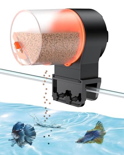 Pawfly Automatic Fish Feeder for Aquarium - Auto Vacation Timer Fish Food Dispenser for Pellets, Flakes & Strips, 100/200 ml Adjustable, Battery Operated (Battery Not Included) - Image 1