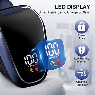 Head Shaver 7D, Wyklaus Upgrade Head Shavers for Bald Men, Head Electric Razor with Nose Hair Trimmer, IPX6 Waterproof Wet/Dry Mens Grooming Kit, Anti-Pinch, LED Display, USB Rechargeable - Image 4