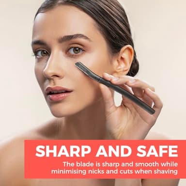 ZOMCHI Eyebrow Razor, Face Razors for Women&Men, Eyebrow Trimmer Shaper with Precision Cover,Facial Shaver with 6 Blades (Black) - Image 2