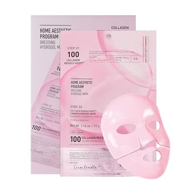 VT COSMETICS Collagen Reedle Shot 100 2-Step Hydrogel Mask(34.5gx4ea), Intensive Firming, Exosome 500Da Collagen, Fine Lines, Overnight Melting Mask, Korean Facial Mask, Pink Collagen - Image 1