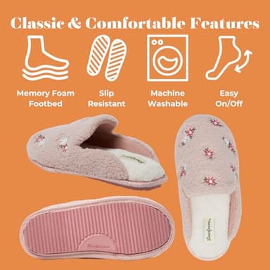 Dearfoams Women's Novelty Gift Teddy Sherpa Scuff Slip On House Shoe Slipper, Large - Image 5
