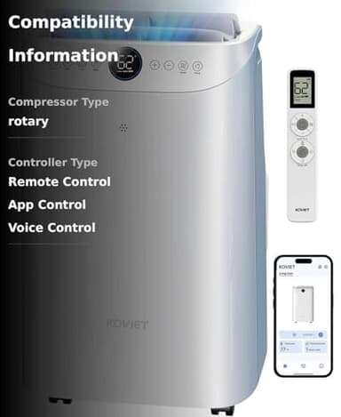 KOVIET 12000 BTU Portable Air Conditioners, 6-IN-1 Wi-Fi Smart AC Unit with APP & Voice & Remote Control, Auto-Evaporation, Quiet Cooling, 24H Timer, Dehumidifier, Fan, Window Kit Included, White - Image 3