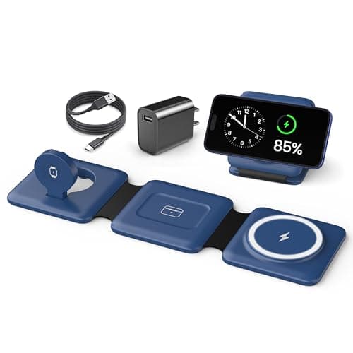 Iseyyox Charging Station for Apple Devices - 3 in 1 Magnetic Foldable Wireless Charger Dock - Travel Charging Pad for MagSafe iPhone 16 15 14 13 12 Pro Max Plus Watch & Airpods - Image 1