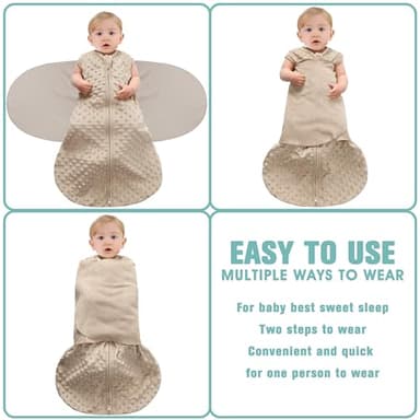 Fleece Newborn Sleep Sack Baby Swaddle,3-Way Adjustable Wearable Blanket,2 Pack Fleece Swaddling Sleeping Bag TOG 2.0， (Brown & Dark Green, 3-6 Months) - Image 3