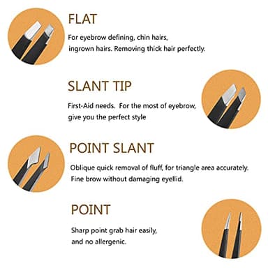 LUDOUPIER [4+1 Pieces] Tweezers Set with Travel Case, Great Precision Upgrade Professional Anti-rust Alloy Tweezers for Women & Men Multi-purpose as Eyebrows Facial Hair Ingrown Hair Removal - Image 4