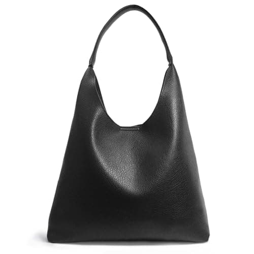 Hobo Bags for Women Soft Vegan Leather Shoulder Handbag Slouchy Tote Purses (Black) - Image 1