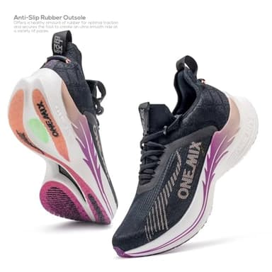 O-Resilio Men's Road Running Shoes Marathon Running Shoes Carbon Fiber Plate Running Shoes Wide with Arch Support Lightweight Breathable Sneakers Black/Pink Size US Men 6.5/US Women 8 - Image 4