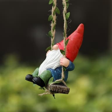 WSHMZYHOME Garden Gnome on Swing Statue Decoration Figurine Ornament for Indoor Outdoor Home Patio Yard Lawn,Gift for Mom - Image 4