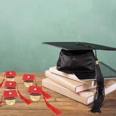 POUYRBA Graduation Cap Chocolate Decorations, 50pcs Black and Dark Blue 2025 Graduation Party Set for Chocolates Candies (red) - Image 7