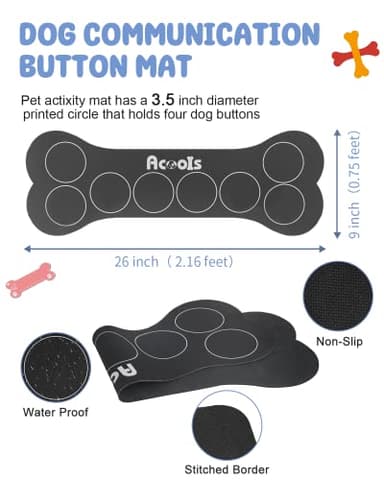 Dog Buttons for Communication, 8 Pcs Dog Talking Button Set, 30s Recordable Voice Pet Buzzer Training Buttons, Speaking Button for Dogs with Waterproof Anti-Slip Dog Button Mat and 48 Scene Stickers - Image 5