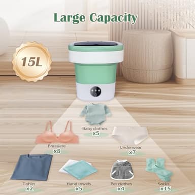 Coziva 15L Large-Capacity Portable Washing Machine, One-Touch Operated Portable Washer for Baby Clothes and Small Items, Quiet and Noise-Free Design Mini Washing Machine for Apartments - Image 2