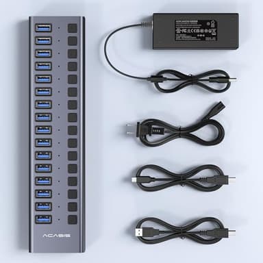 Powered USB 3.1 Hub, ACASIS 16 Ports USB 3.1 Hub with 10Gbps Data Speed，Aluminum Housing, USB Hub Powered with 96W Power Adapter, USB Hub for PC/Laptop, Computer, Flash Drive, Printer, Camera - Image 8