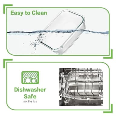 HOMBERKING 24pc Glass Food Storage Containers with Lids, Glass Meal Prep Containers with Leak Proof Snap Lock Lids, Airtight Bento Lunch Boxes, Kitchen Storage (12 lids & 12 Containers) - White - Image 6