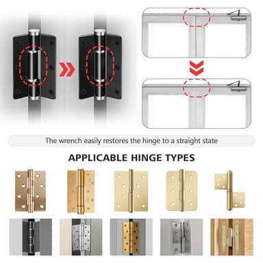 OPSOOPI 4 in 1 Door Hinge Adjustment Tool, Professional Hinge Gap Adjusting Wrench Door Hinge Adjustment Tool with Rubber Grip, Heavy Duty Hinge Bender Wrench Repair Spanner for Commercial - Image 7