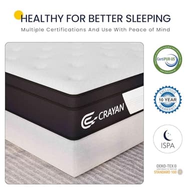 Crayan Full Size Mattress, 10 Inch Full Mattress in a Box, Memory Foam Innerspring Hybrid Mattress for Pressure Relief, Motion Isolation, Breathable Comfort, CertiPUR-US - Image 7