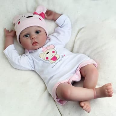 CHAREX Reborn Baby Dolls Lucy, 22 inch Realistic Reborn Girl Doll, Lifelike Newborn Baby Doll Soft Vinyl Weighted Gift Set - Image 5