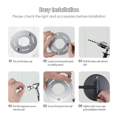 Rocollos Rechargeable Wall Mounted Lighted Makeup Mirror, 8 Inch Double-Sided LED Vanity Mirror 1X/10X Magnification,3 Color Lights Touch Screen Dimmable 360°Swivel 13 Inch Extendable - Image 8