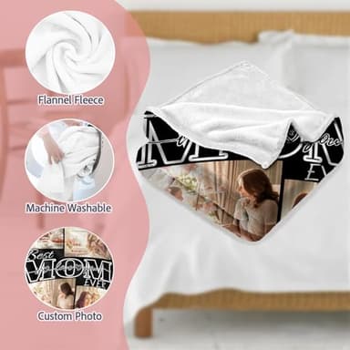ZHOUSFK Mom Blanket for Mothers Day from Daughter Son,Custom Personalized Picture Photo Blankets for Mother’s Day Customized Christmas Birthday for Wife Gifts for Mom - Image 4