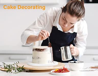 Kootek Cake Boards Drums 12 Inch Round, 1/2" Thick Professional Fully Wrapped Edges Decorating Supplies, White 6-Pack Sturdy Corrugated Cardboard Base, Base para Pastel - Image 6