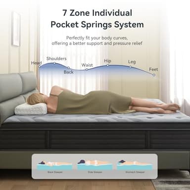 REALONE Queen Mattress – 10 Inch Hybrid Mattress in a Box, Enhanced Individually Pocket Springs, Medium Firm Feel, Pressure Relief & Breathable Comfort, Durable Construction, CertiPUR-US Certified - Image 4