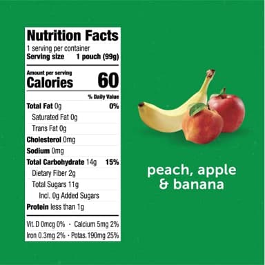 Beech-Nut Baby Food Pouches, Peach Apple Banana Fruit Puree Baby & Toddler Food, 3.5 oz (12 Pack) - Image 2