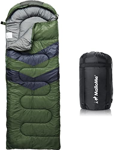 MalloMe Sleeping Bags for Adults Cold Weather & Warm - Backpacking Camping Sleeping Bag for Kids 10-12, Girls, Boys - Lightweight Compact Camping Essentials Gear Accessories Hiking Sleep Must Haves - Image 1