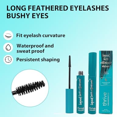 Thrive Mascara (Black 10.7g/0.38 OZ), Thrive Mascara Liquid Lash Extensions - Brynn Thick and Slender, Waterproof and Sweat Resistant - Image 2