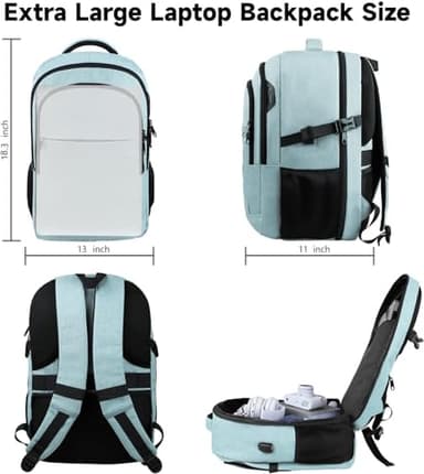 Lapsouno Extra Large Backpack, Travel Laptop Backpack, Carry on Backpack, Sturdy 17 Inch TSA Friendly with USB Port, Water Resistant College School Computer Bag Gifts for Men Women, Lake Green - Image 3
